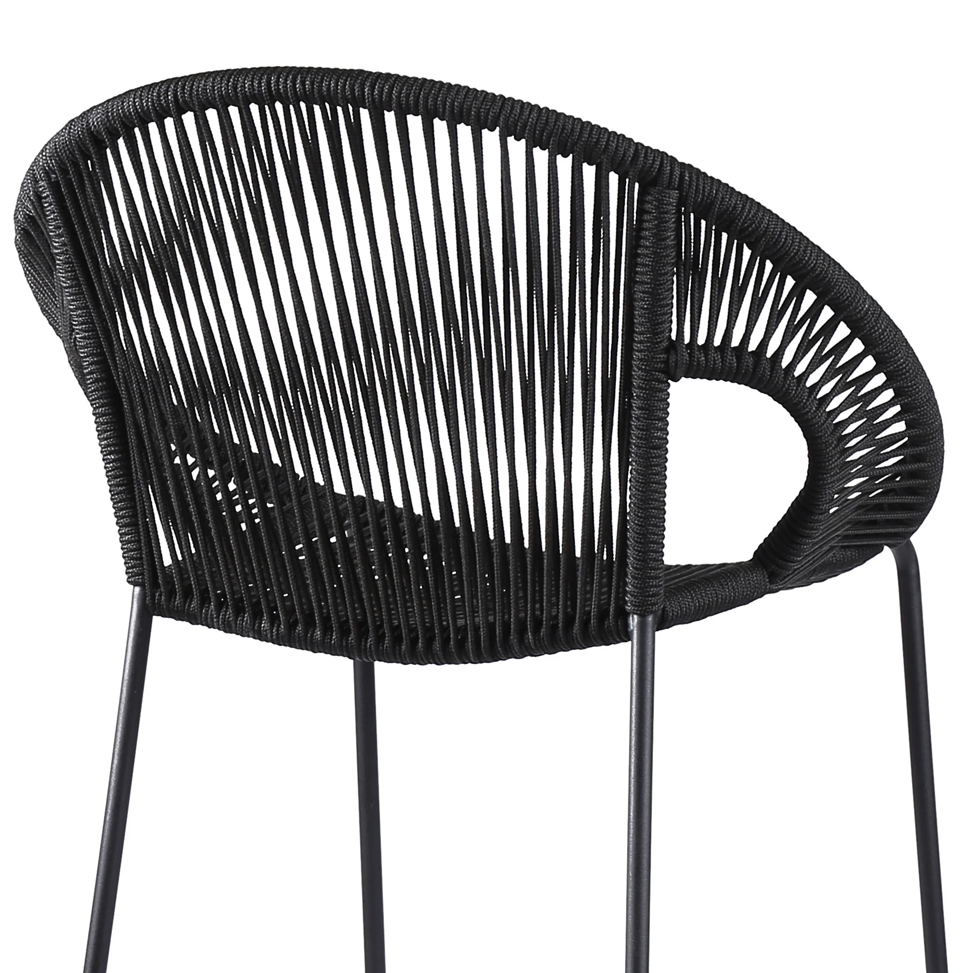Black Metal Low back Outdoor Counter Height Bar chair with Footrest By Homeroots - Image 7