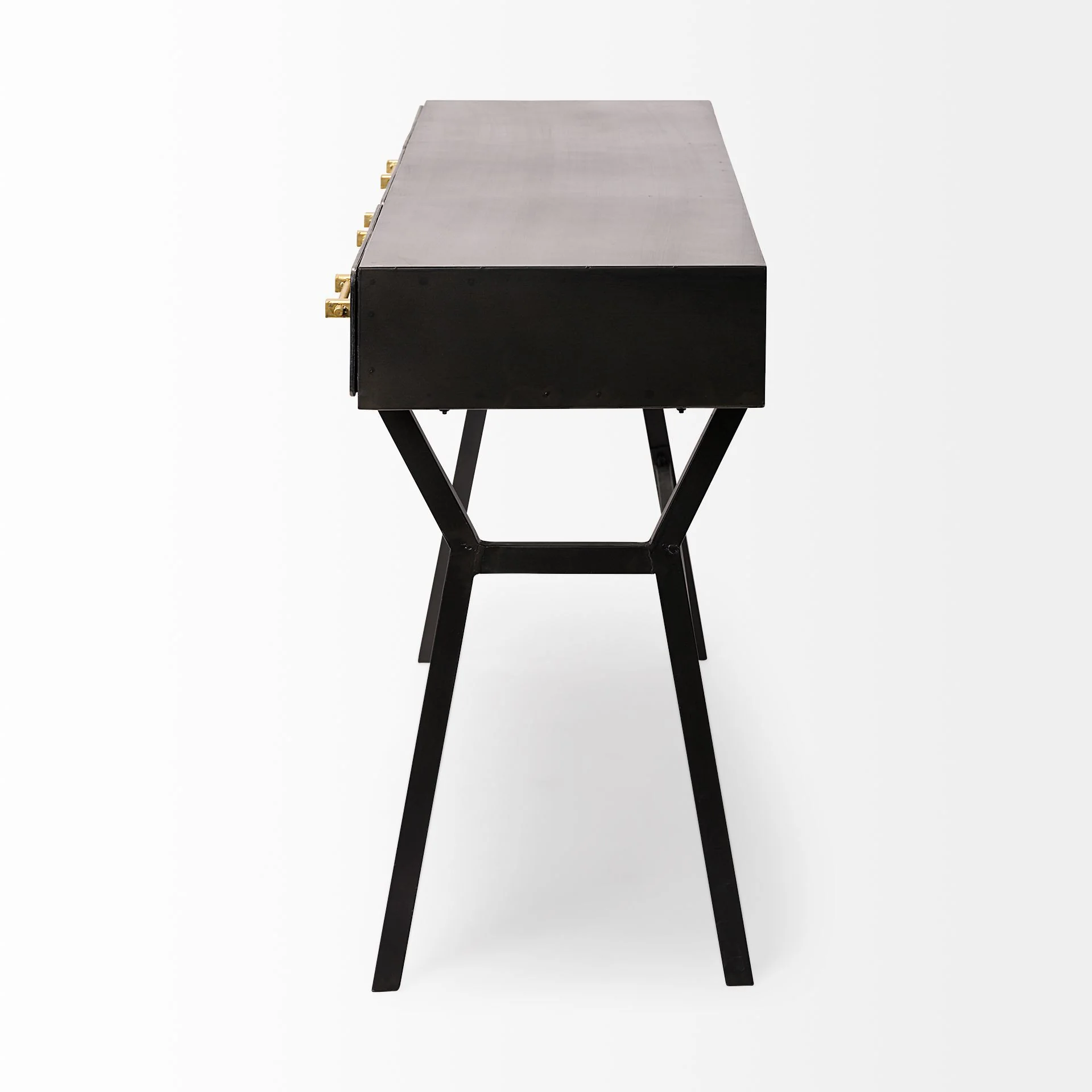 Black Metal Matte Finish Writing Desk With 3 Drawers By Homeroots - Image 3