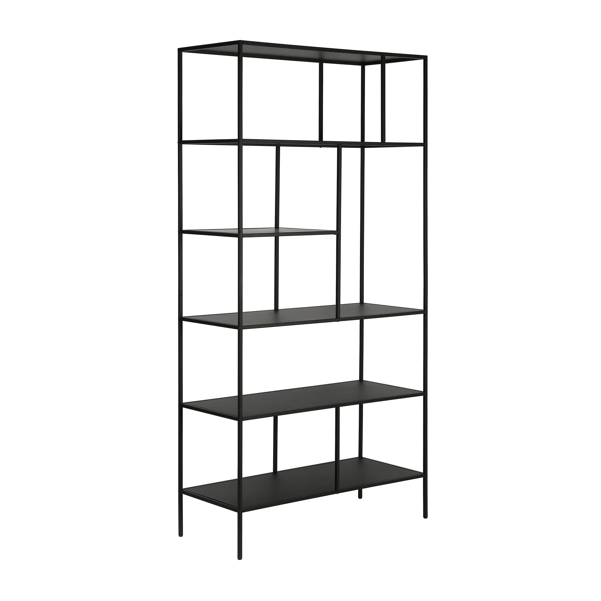 Black Metal Six Tier Etagere Bookcase By Homeroots - Image 2