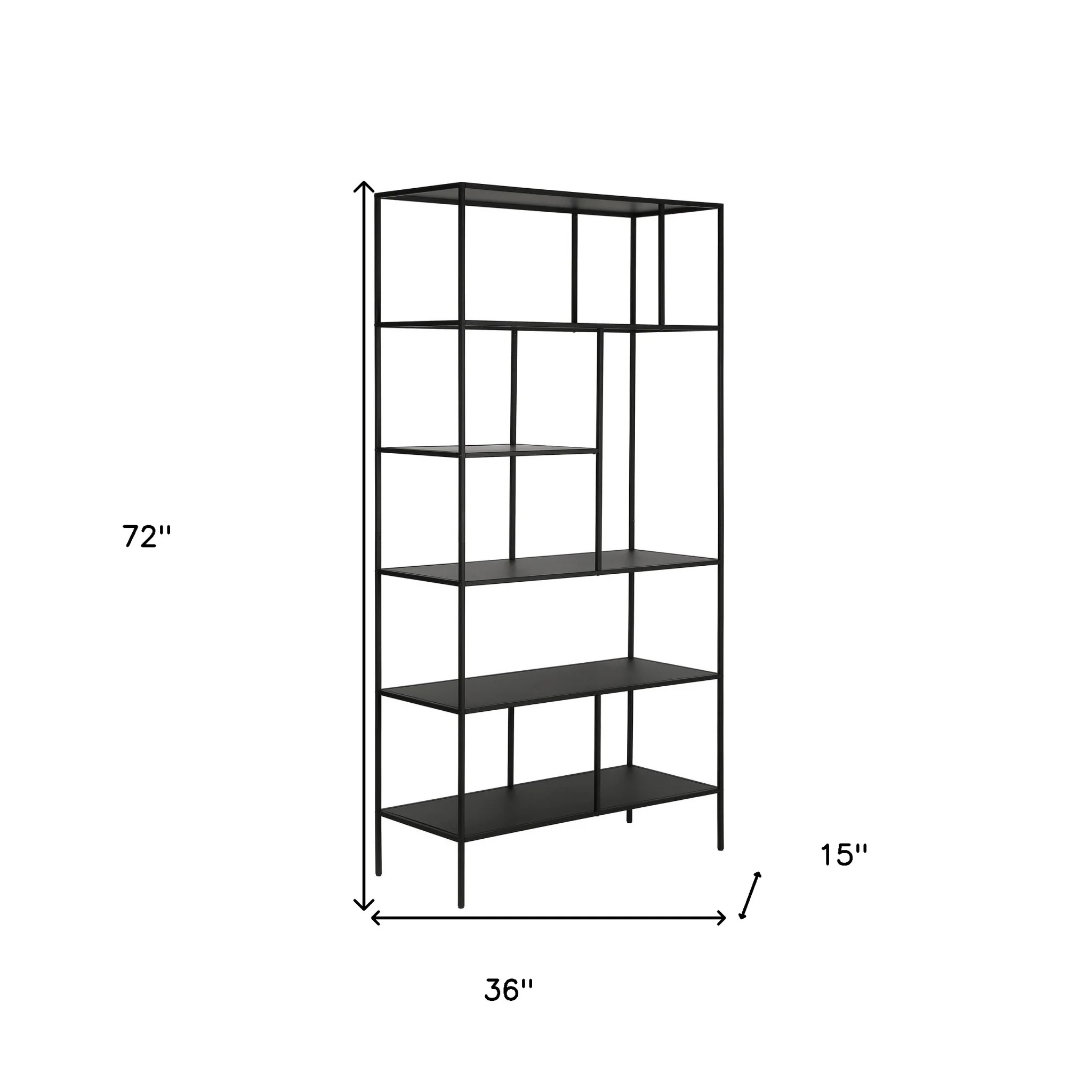 Black Metal Six Tier Etagere Bookcase By Homeroots - Image 3