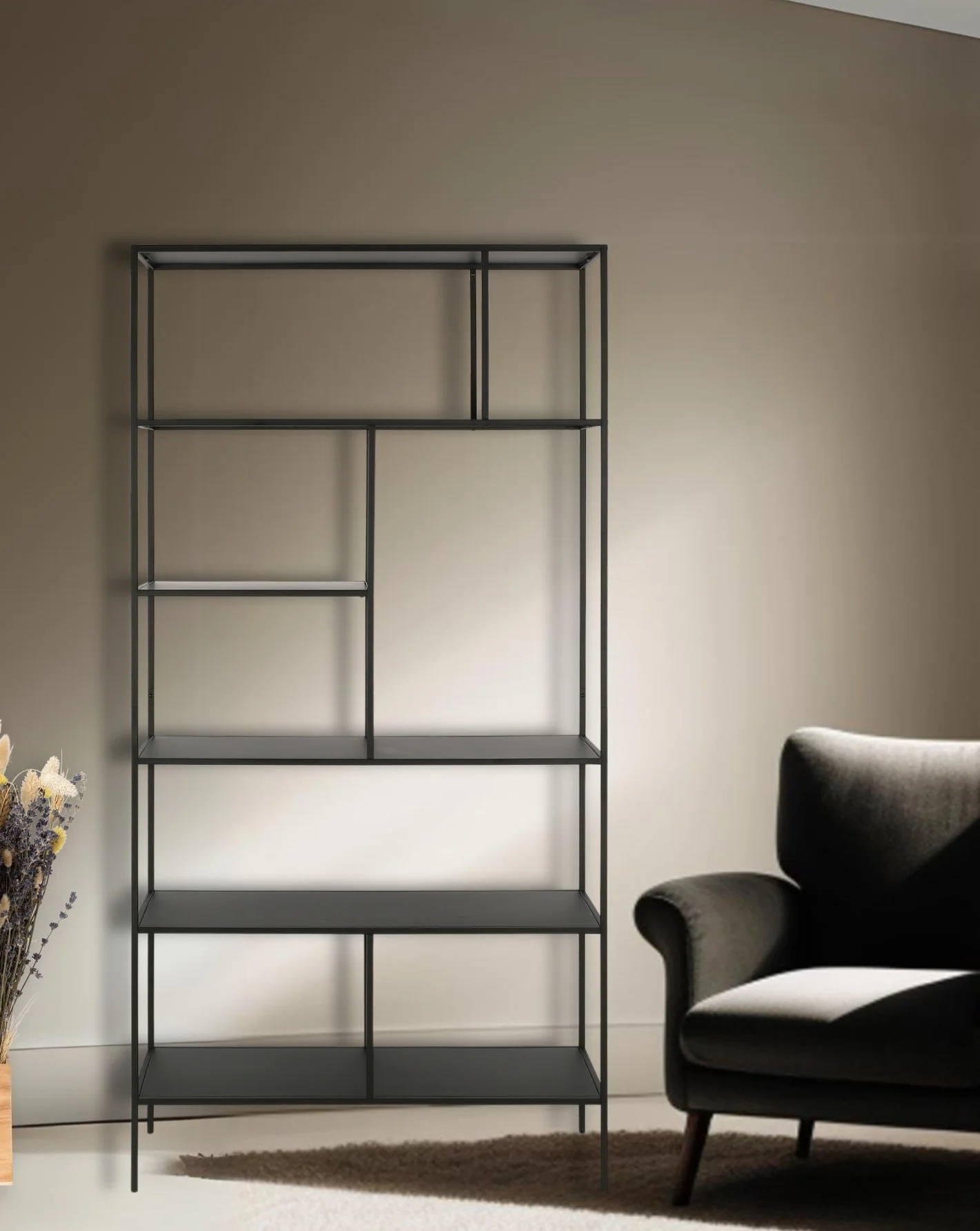 Black Metal Six Tier Etagere Bookcase By Homeroots - Image 4