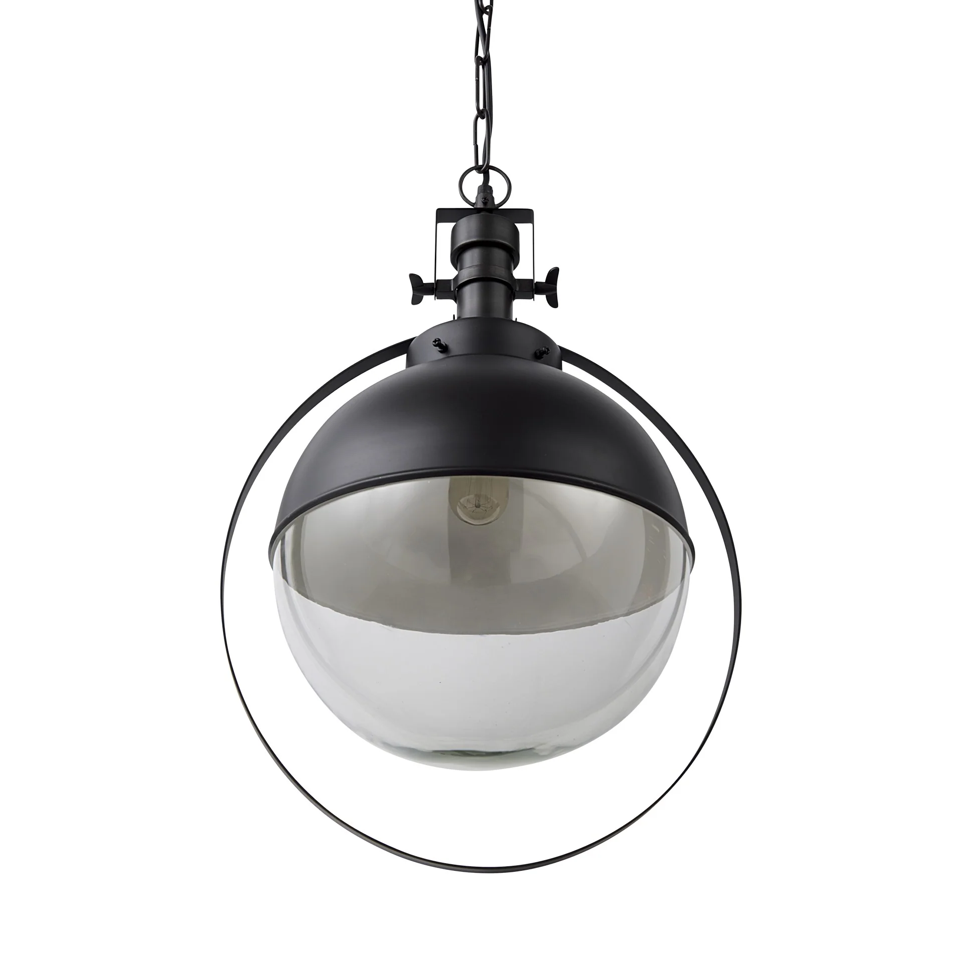 Black Metal Sphere Pendant Hanging Light By Homeroots - Image 2