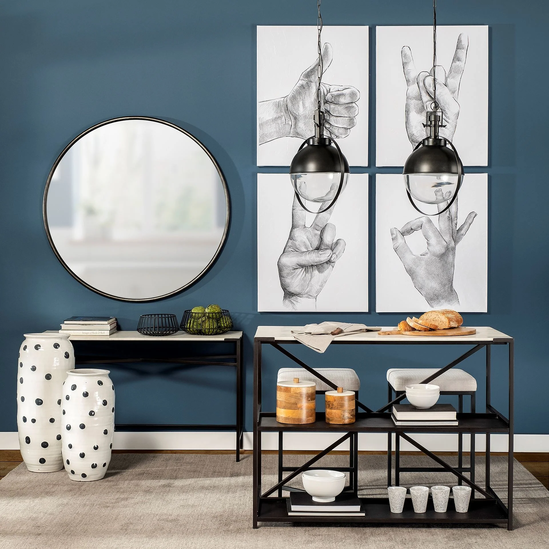 Black Metal Sphere Pendant Hanging Light By Homeroots - Image 9