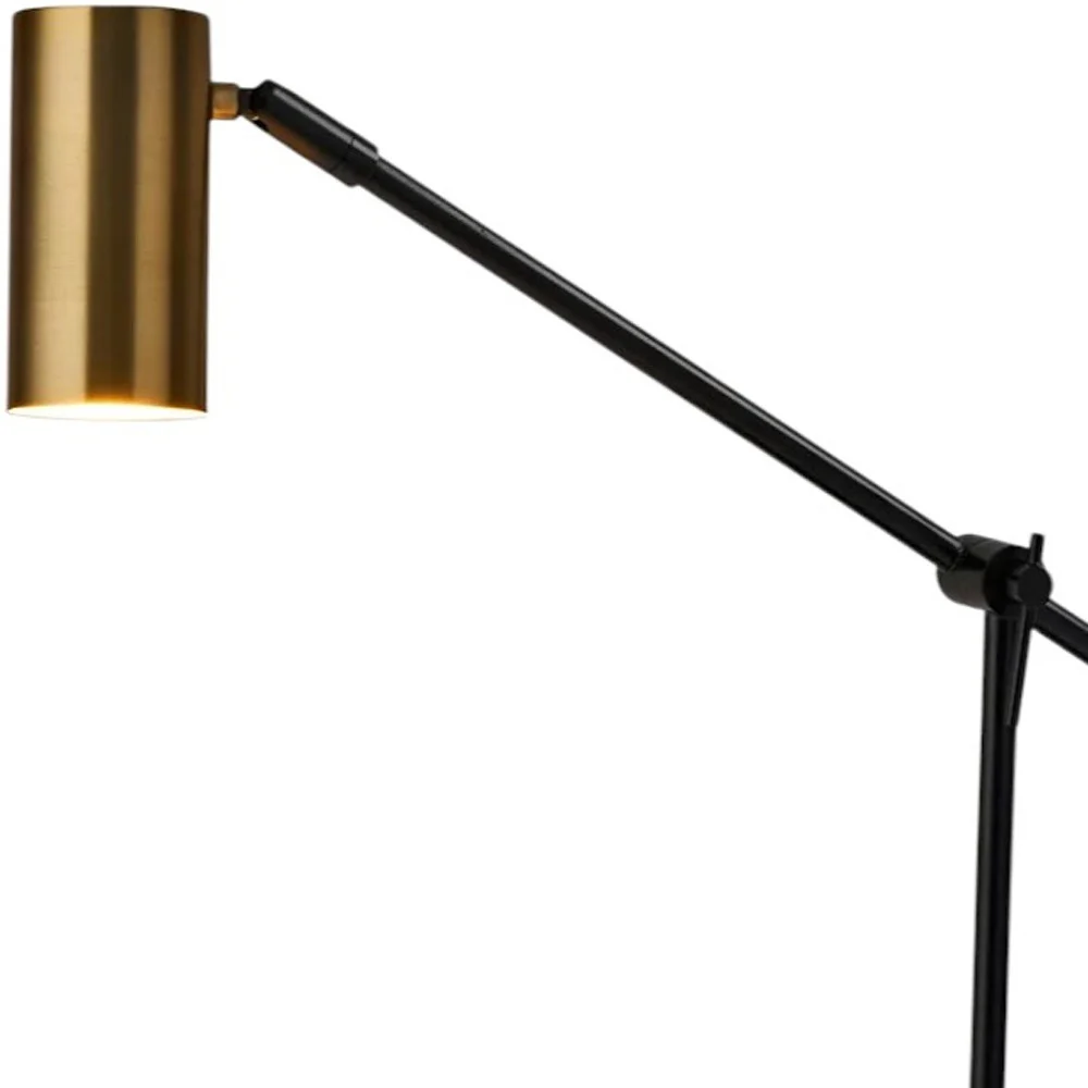 Black Metal Swing Arm LED Desk Lamp With USB And Antiqued Gold Cylinder Shade By Homeroots - Image 3