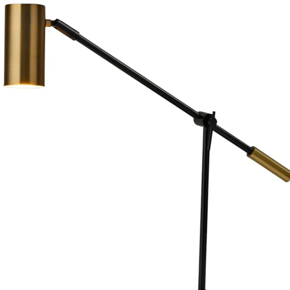 Black Metal Swing Arm LED Desk Lamp With USB And Antiqued Gold Cylinder Shade By Homeroots - Image 5