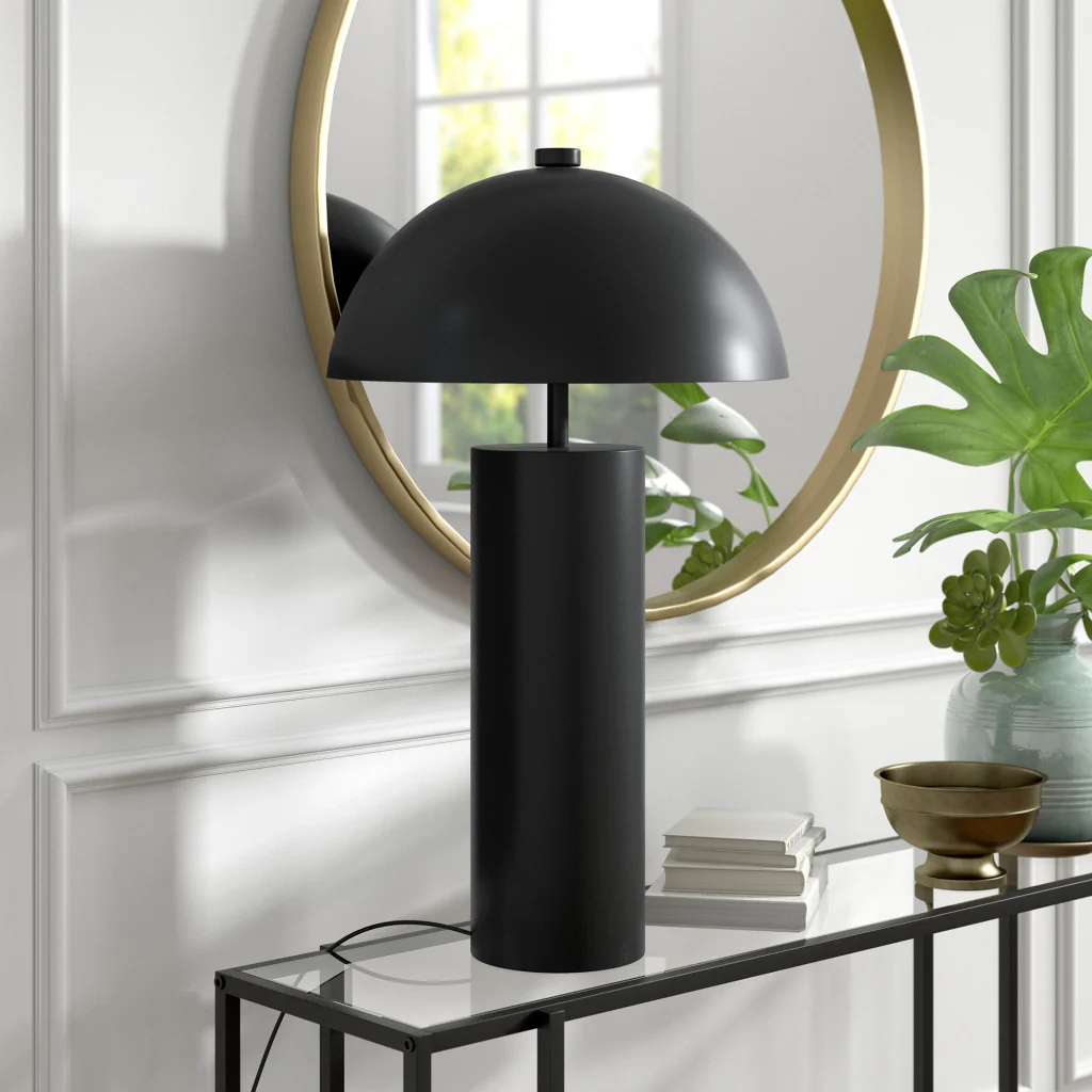 Black Metal Table Lamp With Black Dome Shade By Homeroots - Image 5