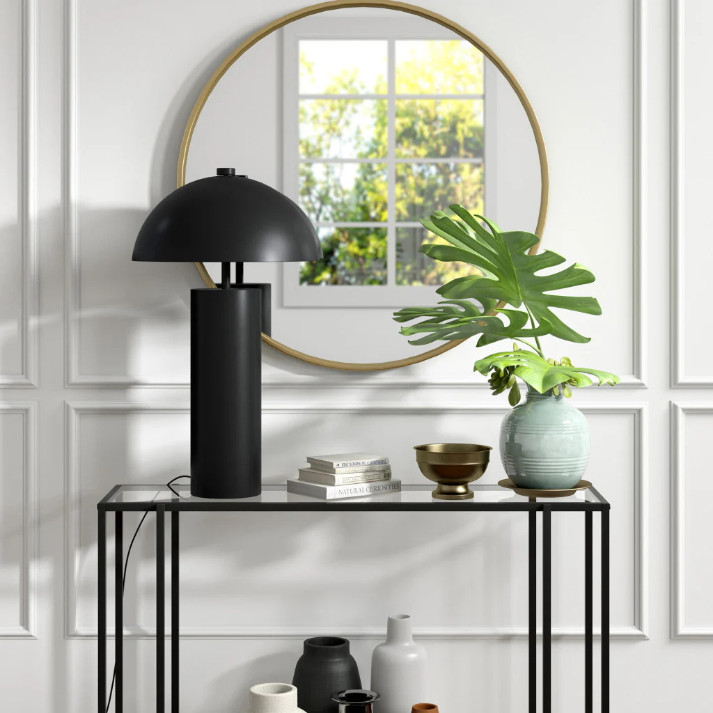 Black Metal Table Lamp With Black Dome Shade By Homeroots - Image 6