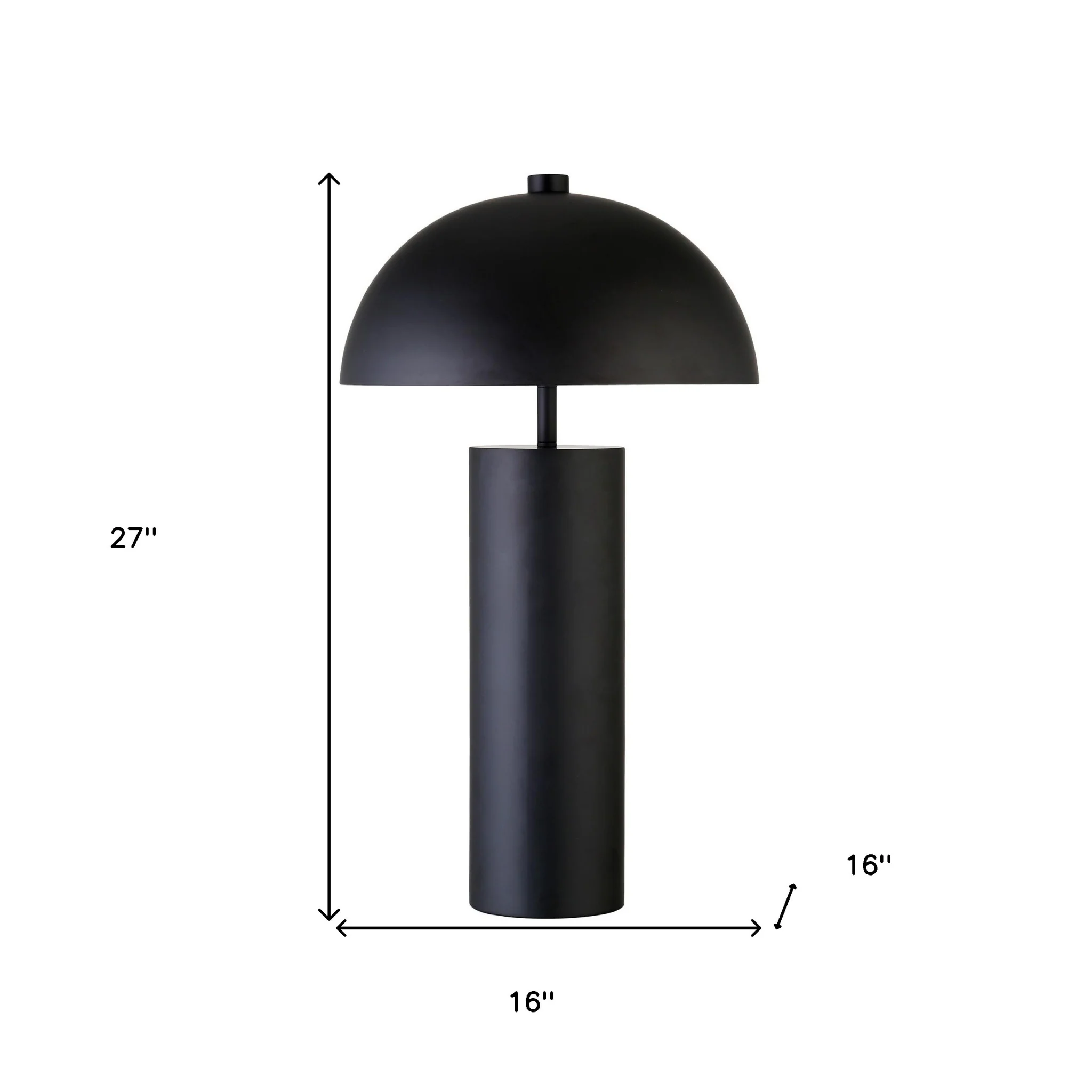 Black Metal Table Lamp With Black Dome Shade By Homeroots - Image 7