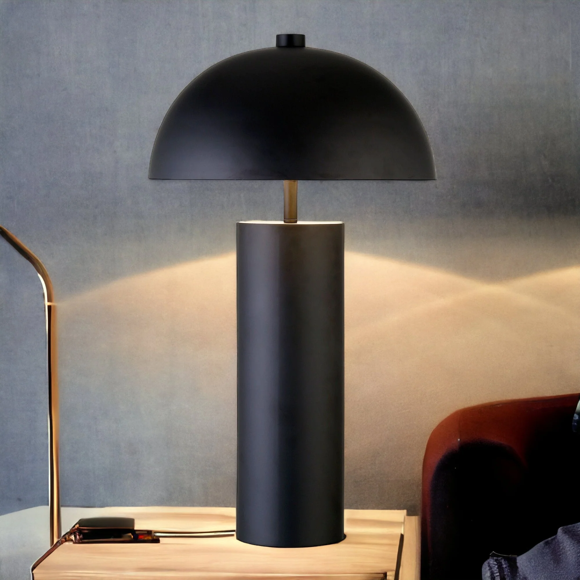 Black Metal Table Lamp With Black Dome Shade By Homeroots - Image 8