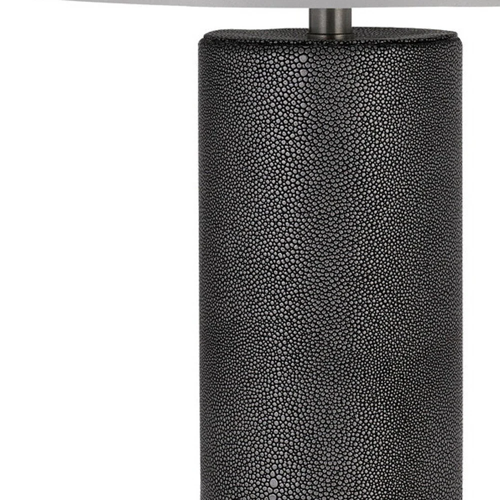 Black Metal Table Lamp With Gray Drum Shade By Homeroots - Image 2