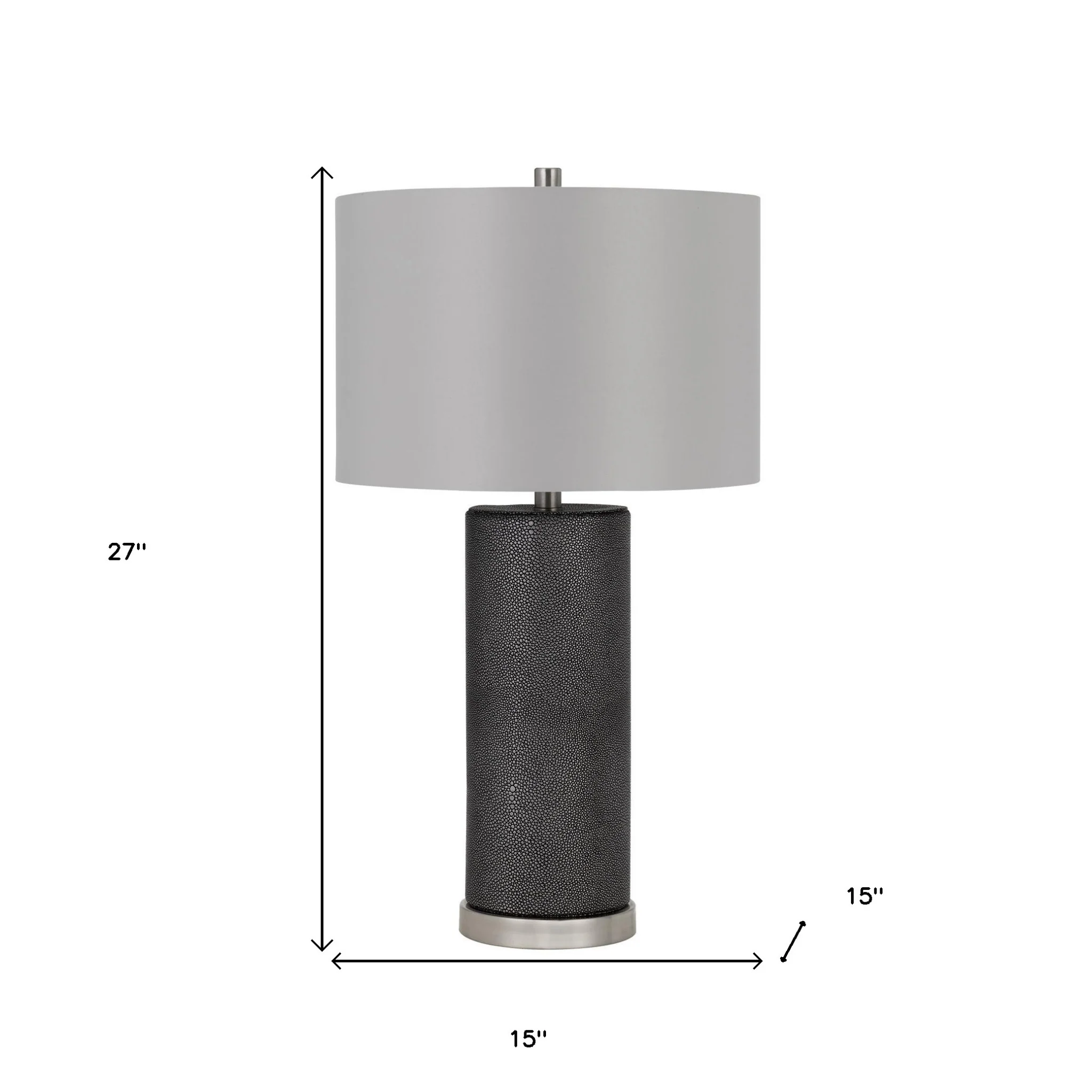 Black Metal Table Lamp With Gray Drum Shade By Homeroots - Image 4