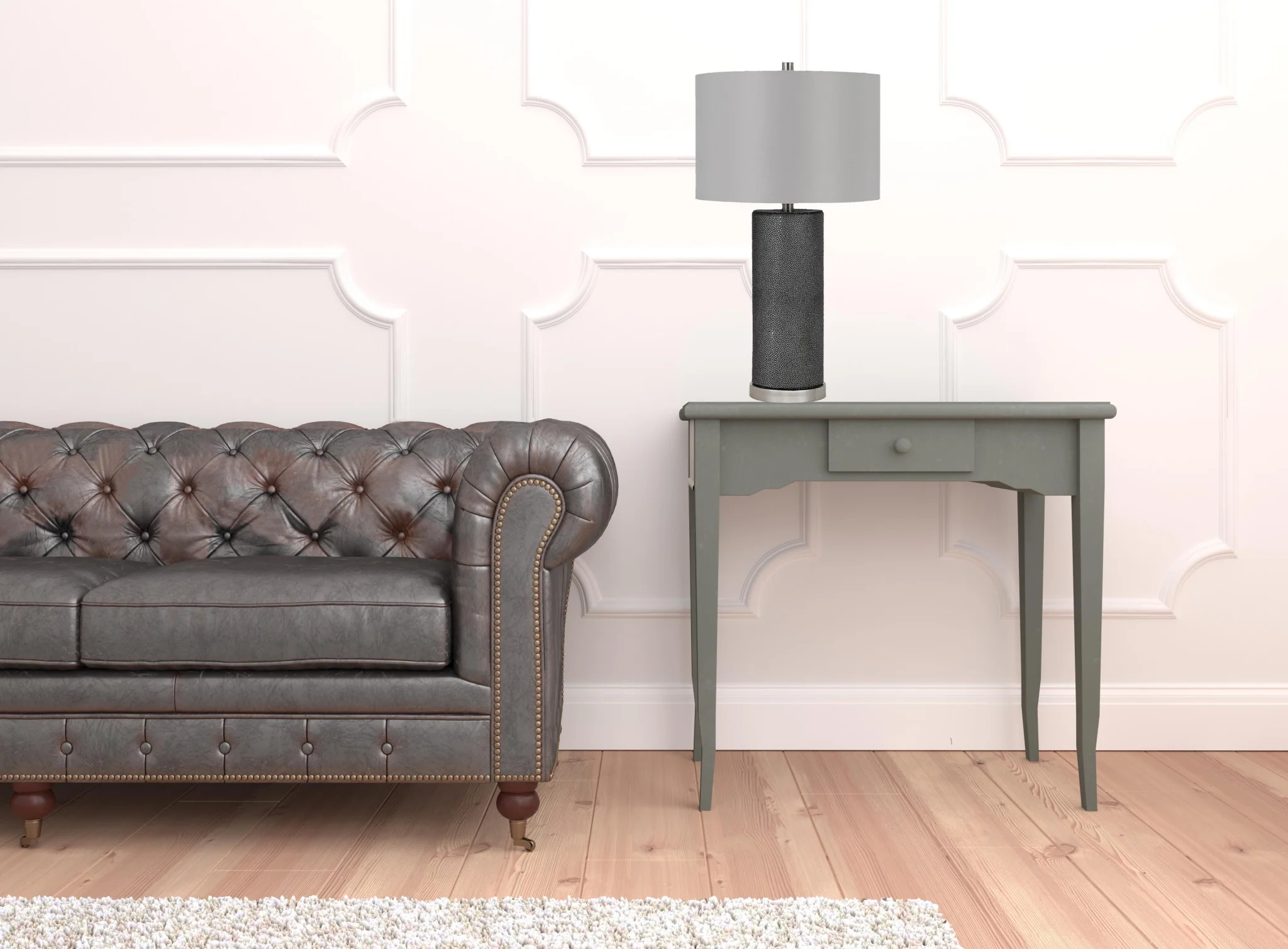 Black Metal Table Lamp With Gray Drum Shade By Homeroots - Image 5