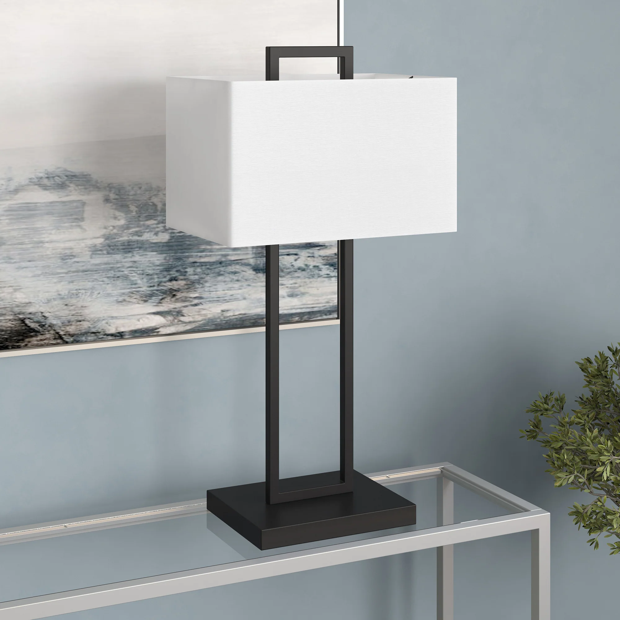 Black Metal Table Lamp With White Shade By Homeroots - Image 3