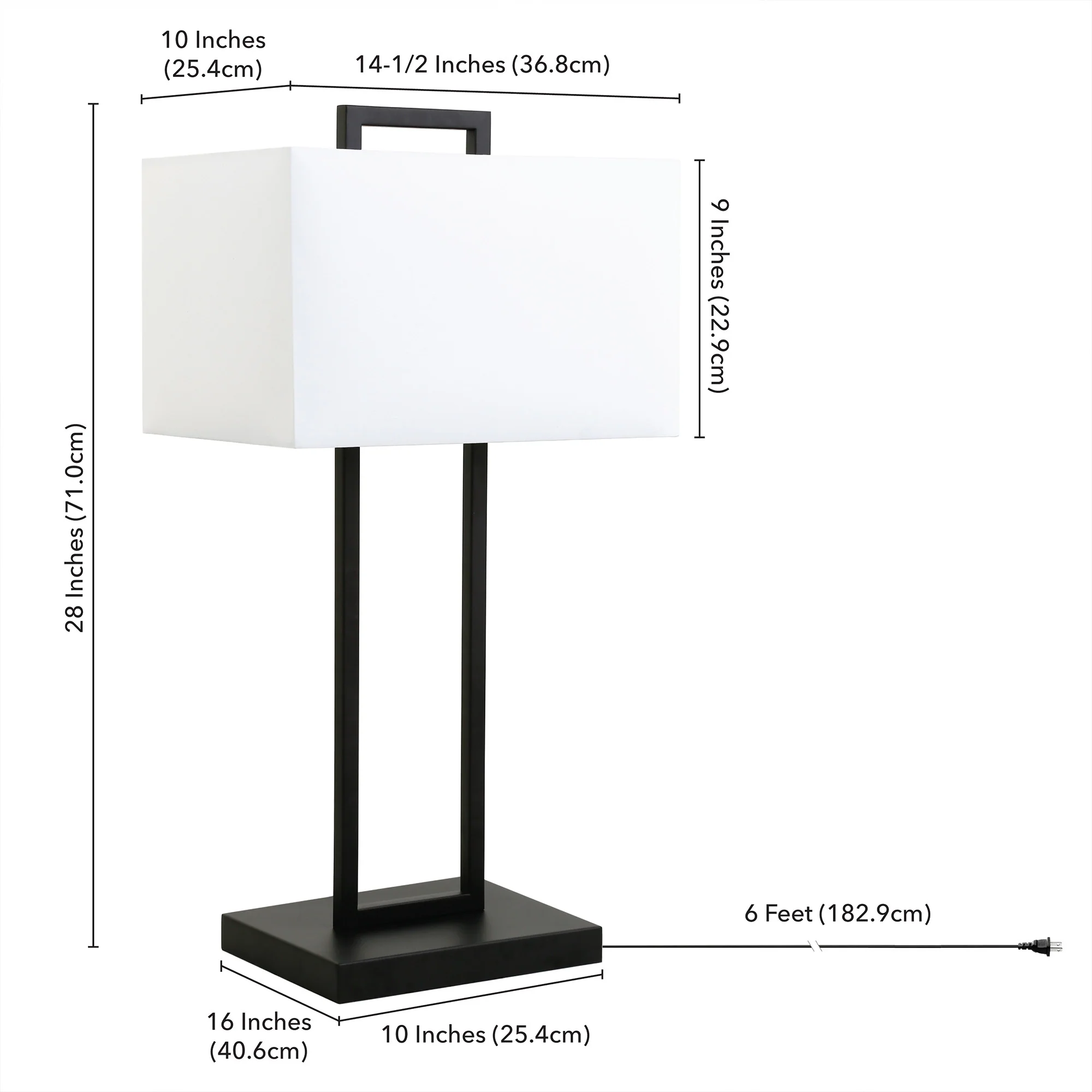 Black Metal Table Lamp With White Shade By Homeroots - Image 5