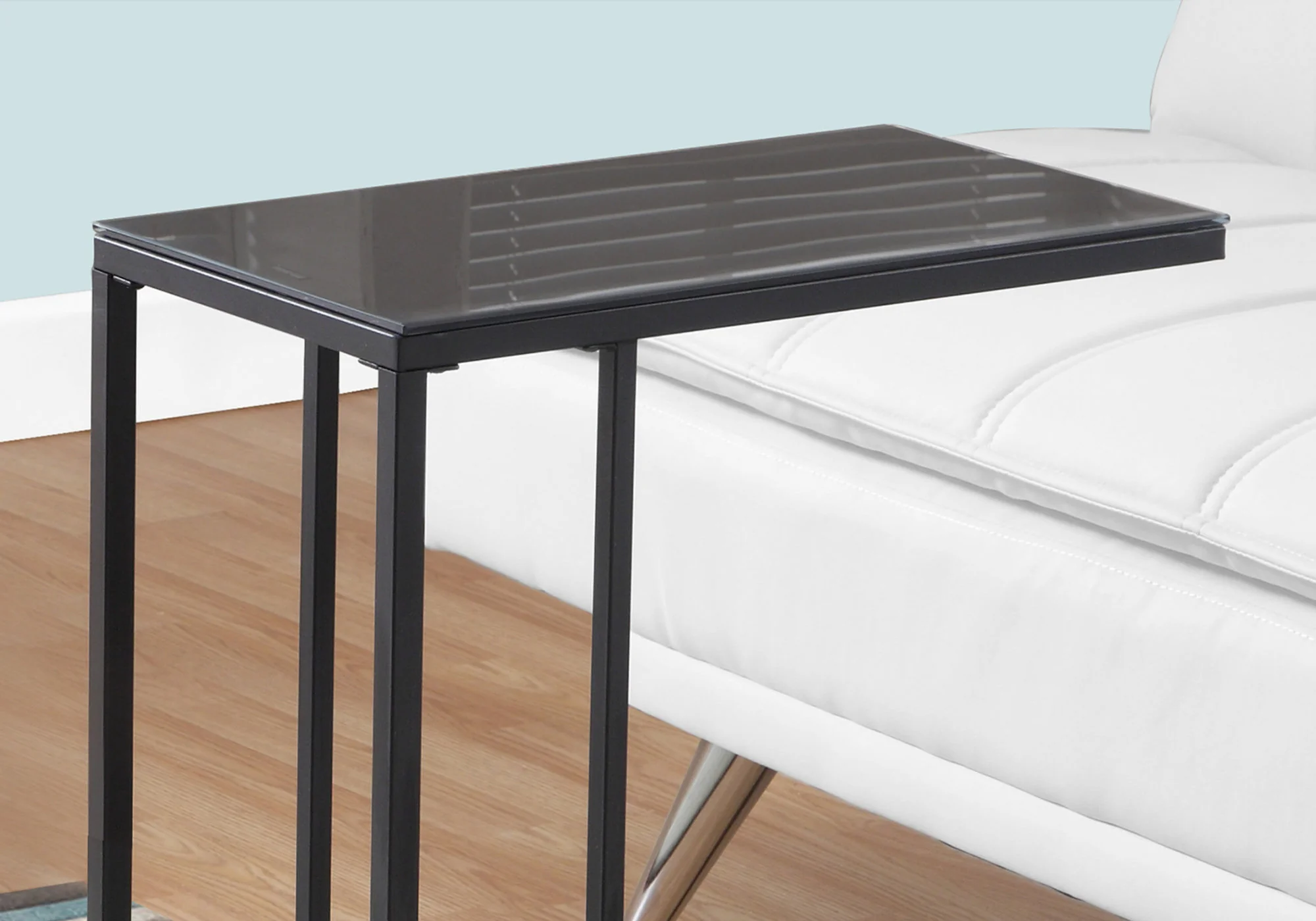Black Metal Tempered Glass Accent Table By Homeroots - 333018 - Image 2