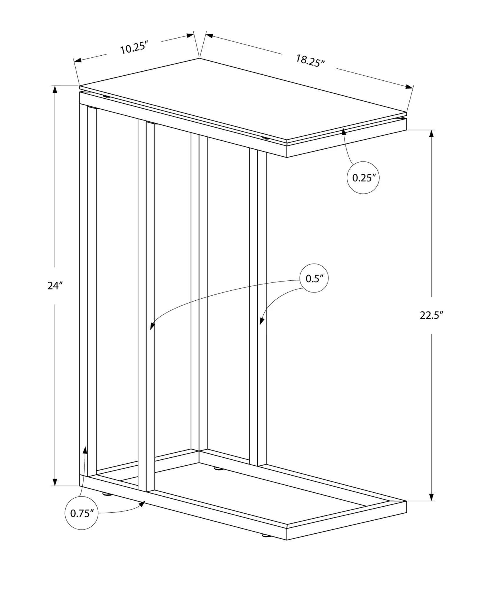 Black Metal Tempered Glass Accent Table By Homeroots - 333018 - Image 3