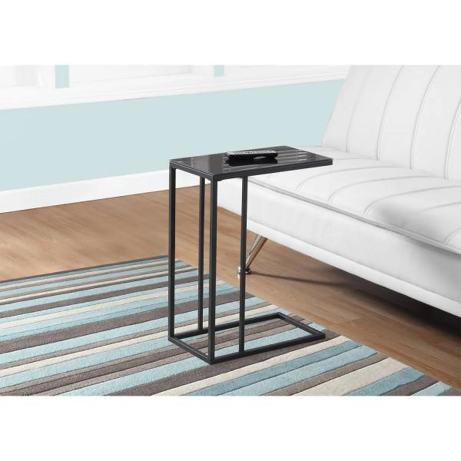 Black Metal Tempered Glass Accent Table By Homeroots - 333018 - Image 5