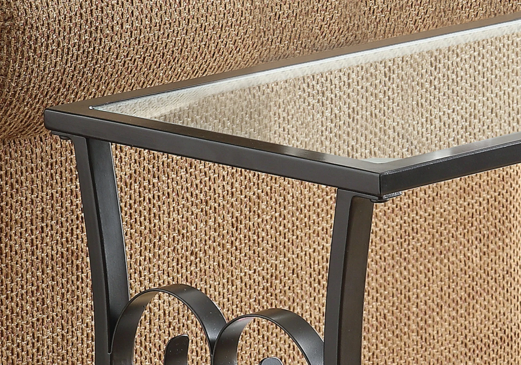 Black Metal Tempered Glass Accent Table By Homeroots - 333160 - Image 2