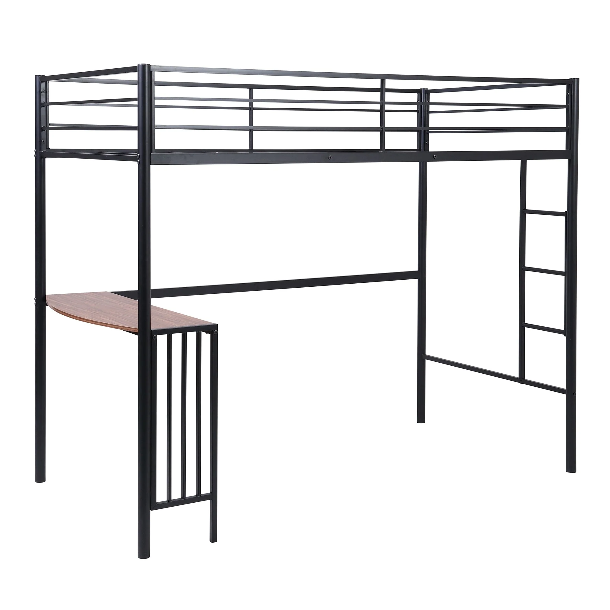 Black Metal Twin Size Loft Bed With Desk By Homeroots - 404072 - Image 6