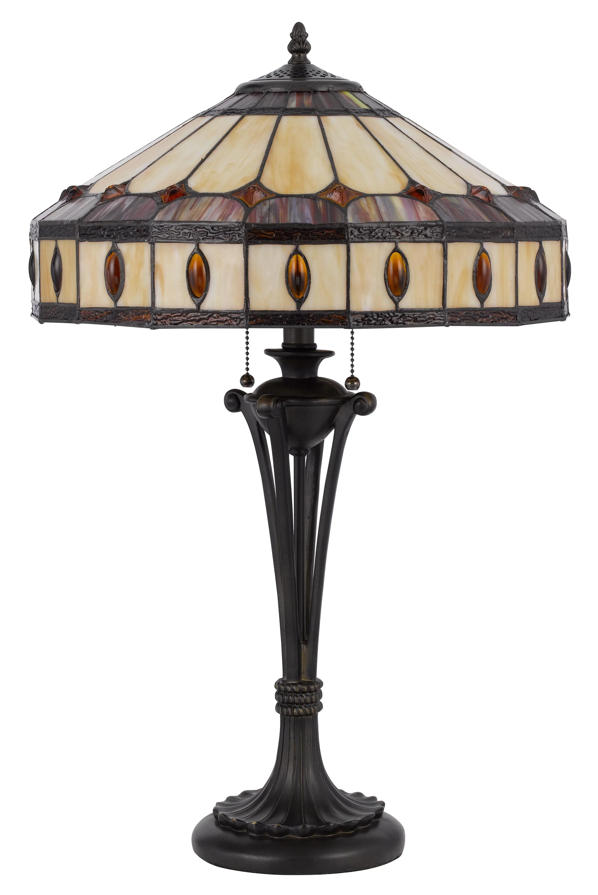 Black Metal Two Light Candlestick Table Lamp With Ivory and Red Dome Shade By Homeroots - Image 5