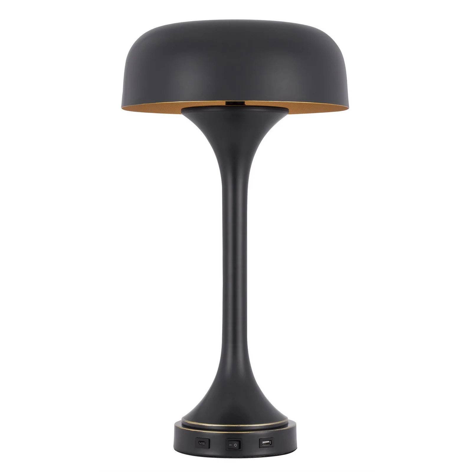 Black Metal Two Light Novelty USB Table Lamp With Black Dome Shade By Homeroots - Image 6