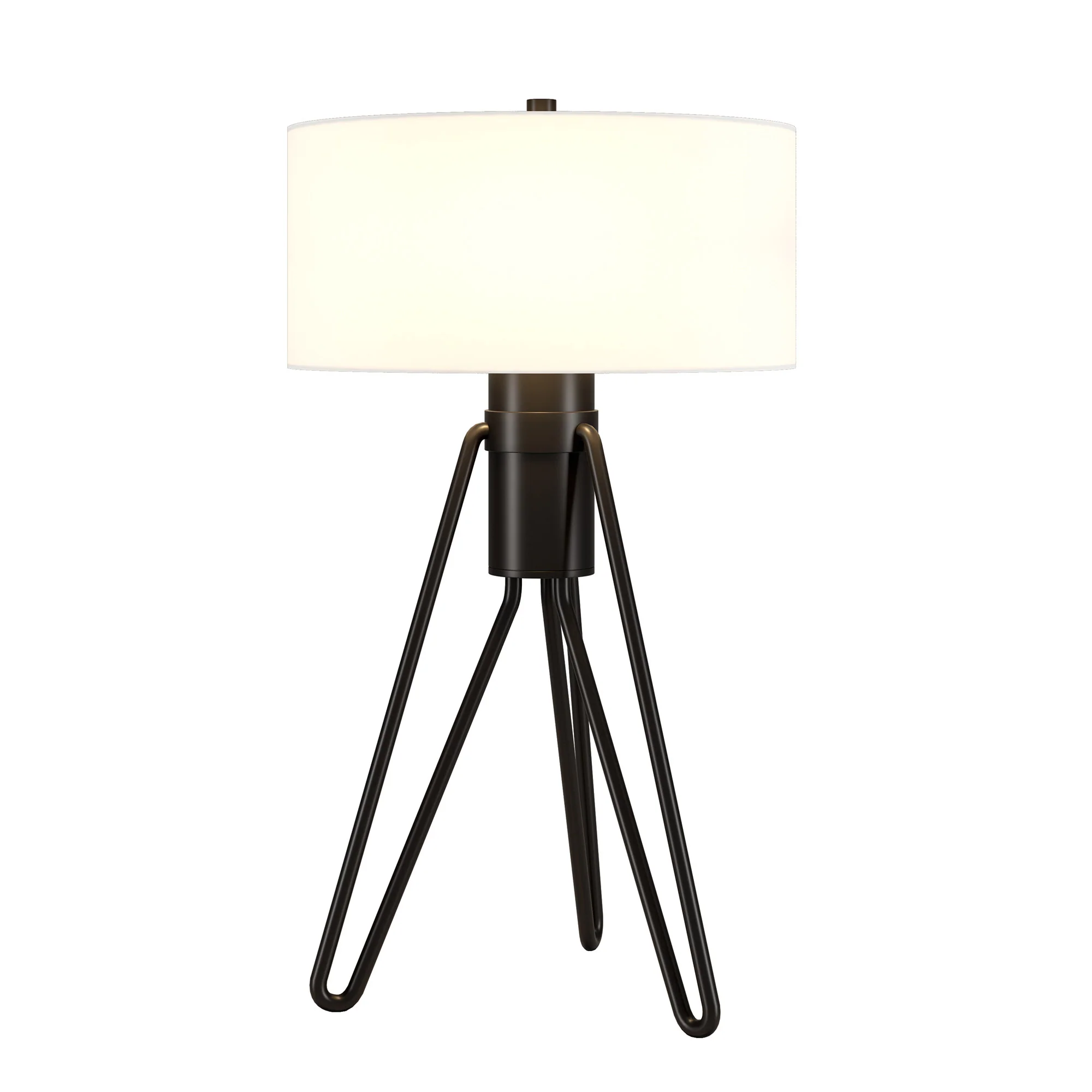 Black Metal Two Light Tripod Table Lamp With White Drum Shade By Homeroots - Image 7