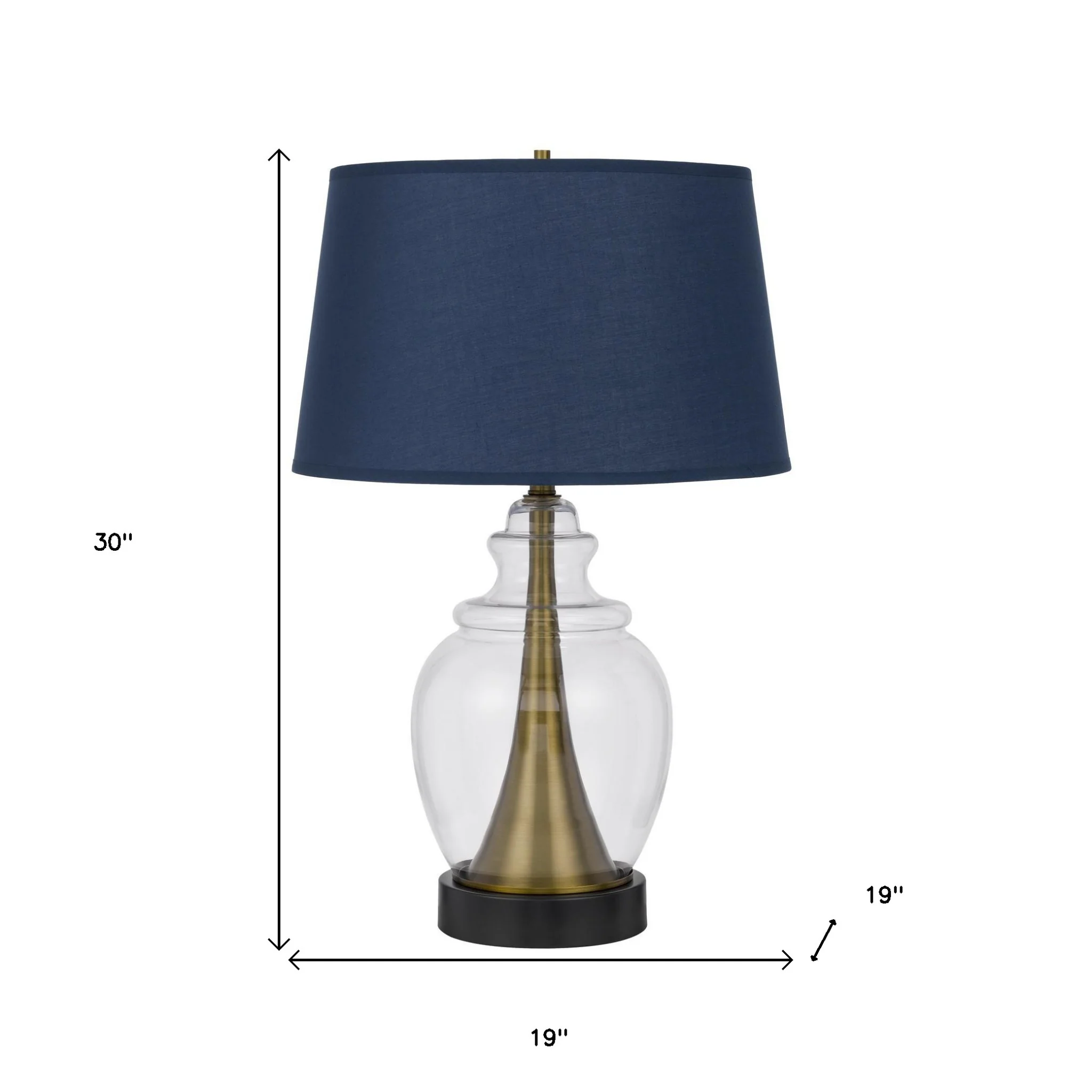 Black Metal Urn Table Lamp With Navy Blue Empire Shade By Homeroots - Image 3