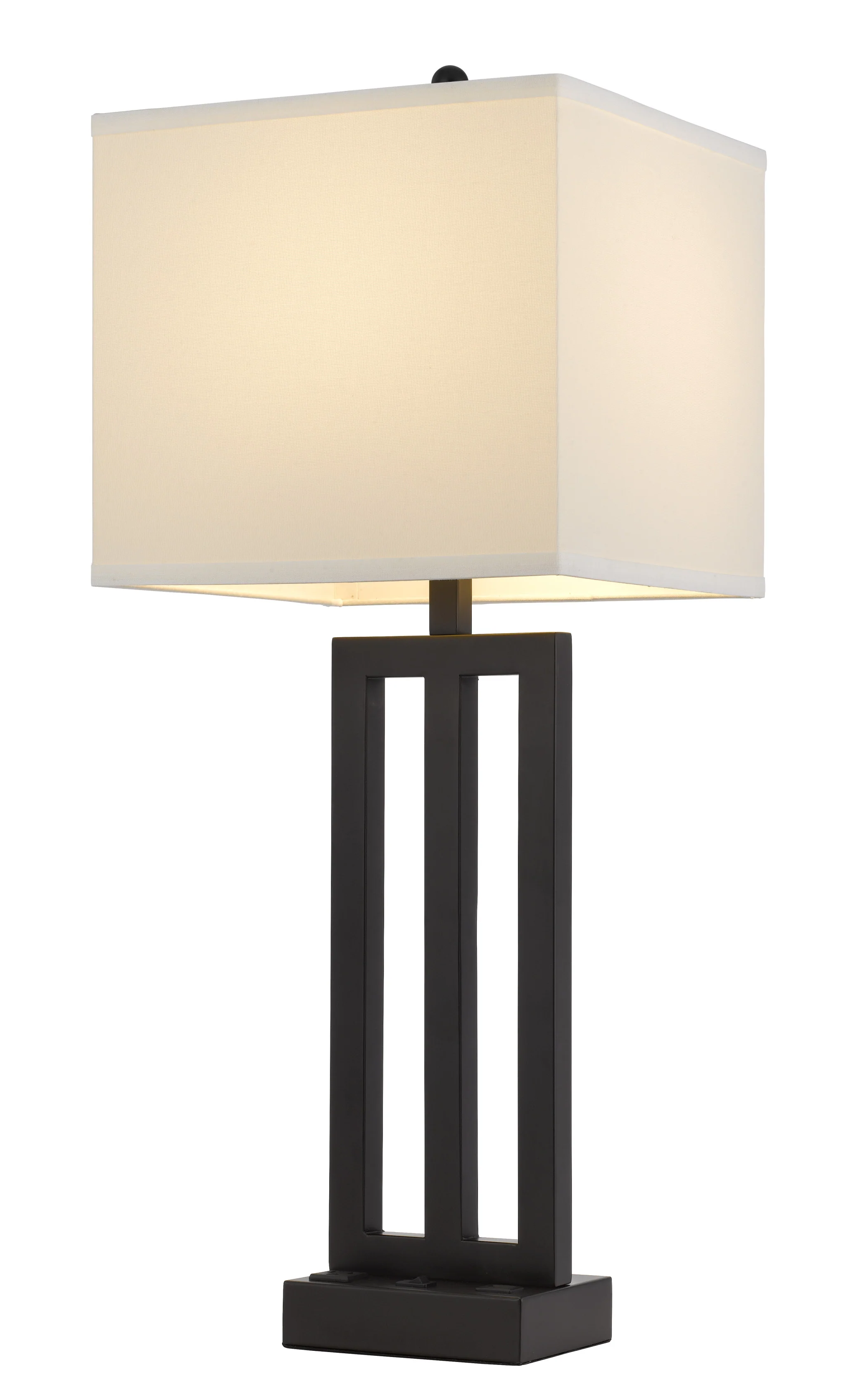 Black Metal USB Table Lamp With White Shade By Homeroots - Image 2