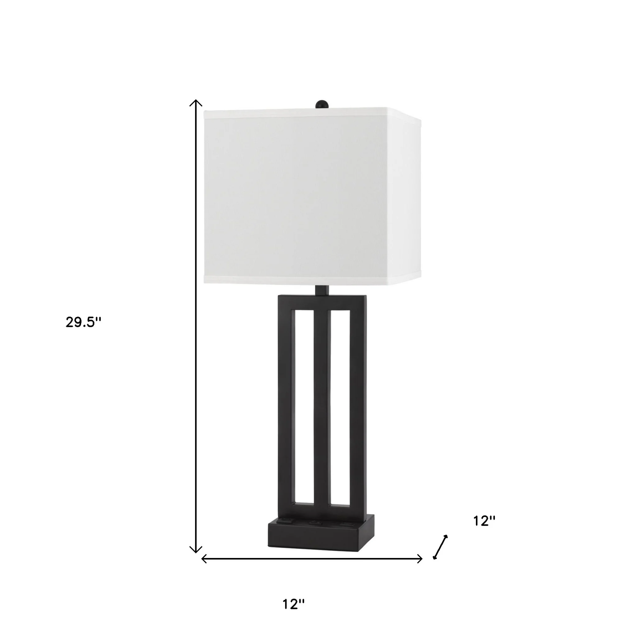 Black Metal USB Table Lamp With White Shade By Homeroots - Image 4