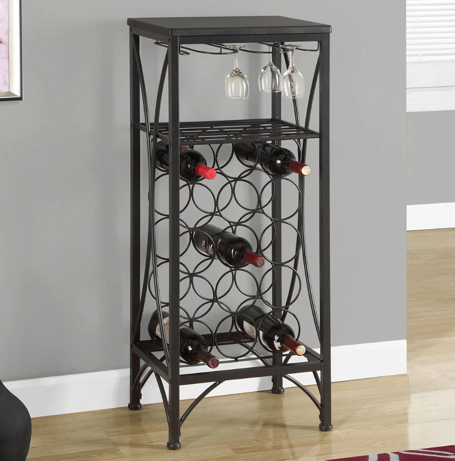 Black Metal Wine Bottle and Glass Rack Home Bar By Homeroots - Image 2