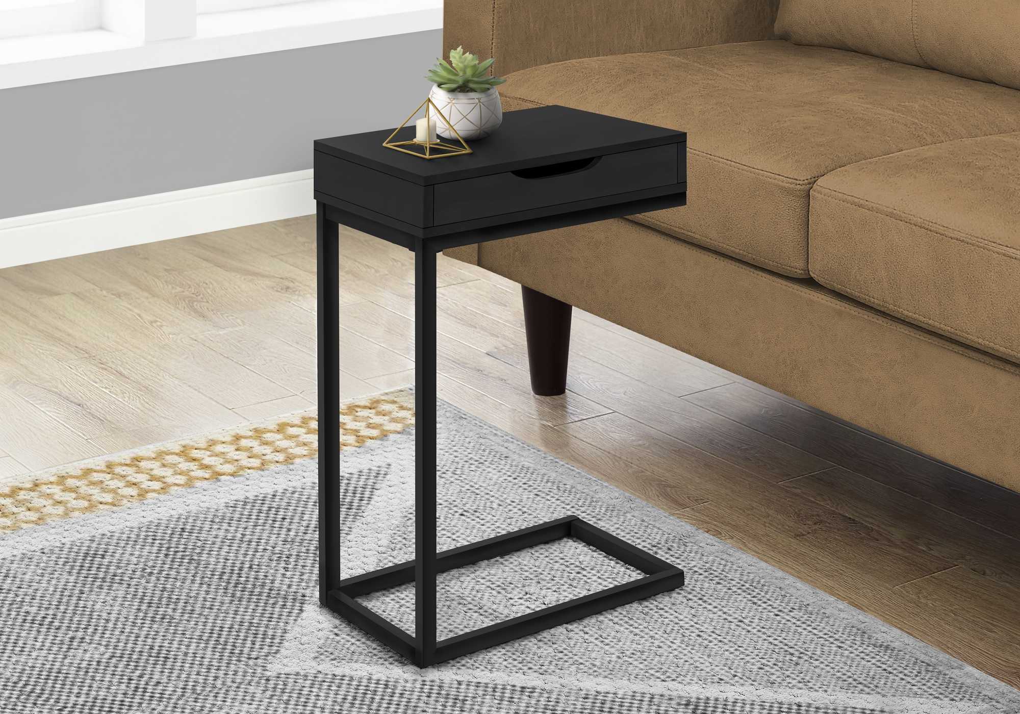 Black Metal With A Drawer Accent Table By Homeroots - Image 3
