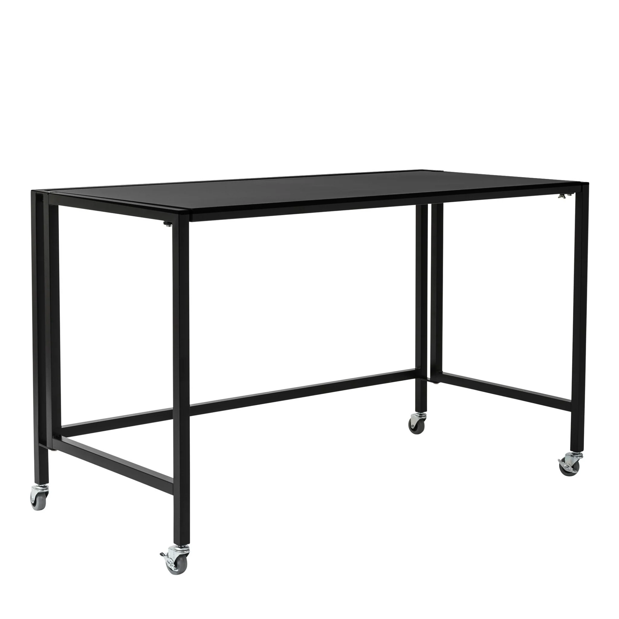 Black Minimalist Metal Folding Table Desk By Homeroots - Image 2