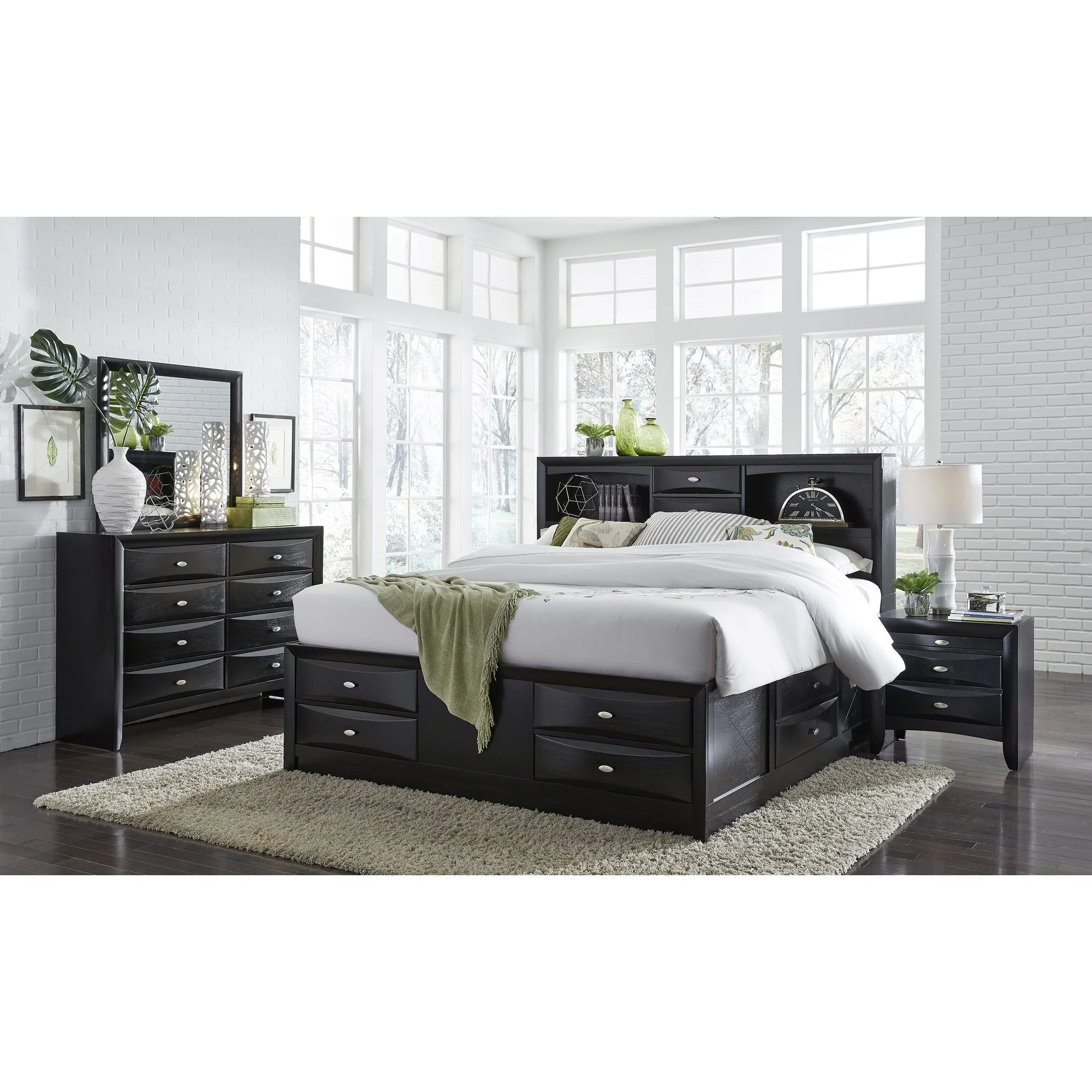 Black Mirror with Rectangular Sleek Wood Trim By Homeroots - Image 3