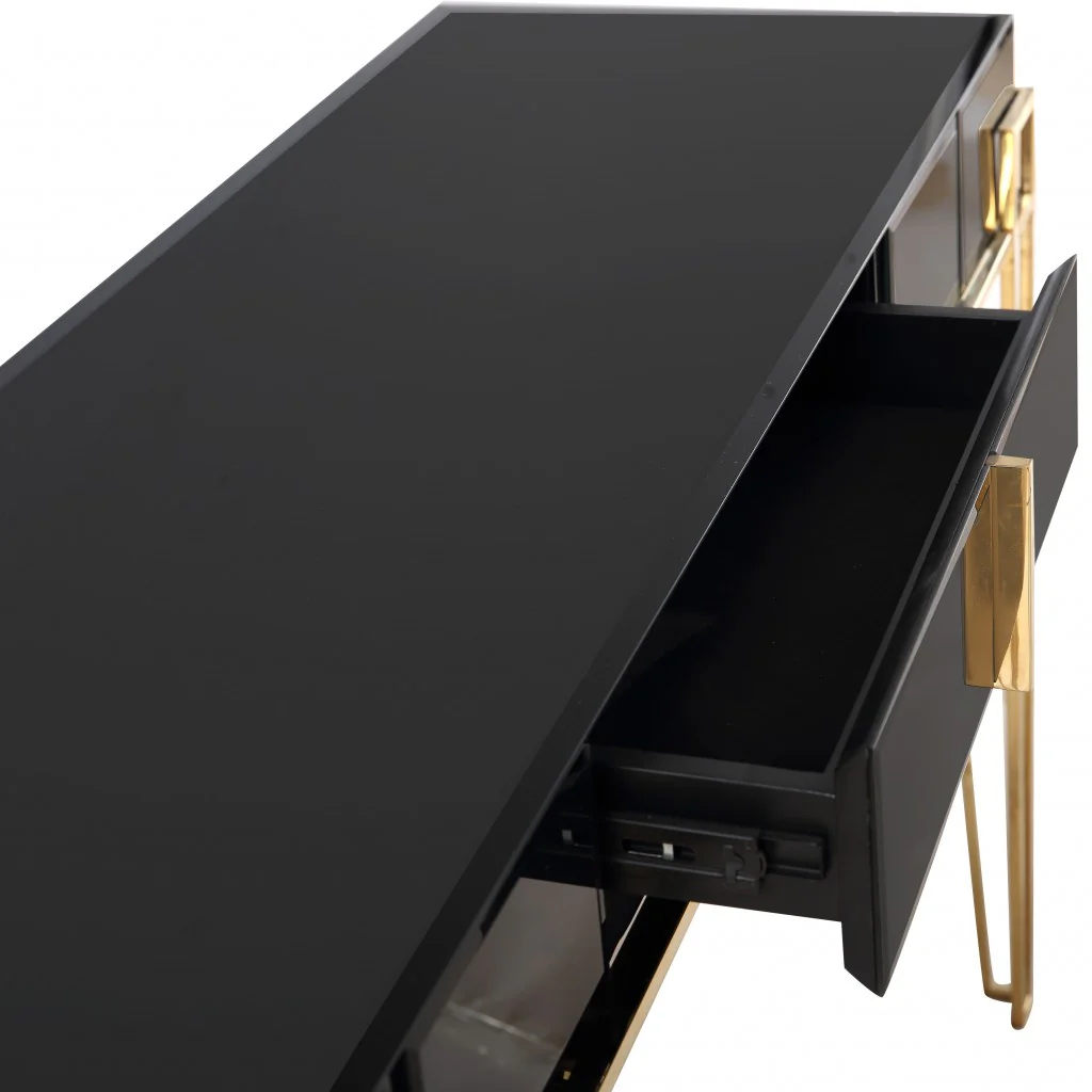 Black Mirrored Console Table By Homeroots - Image 6