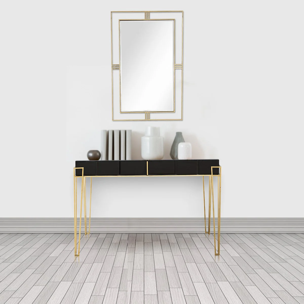 Black Mirrored Console Table By Homeroots - Image 8