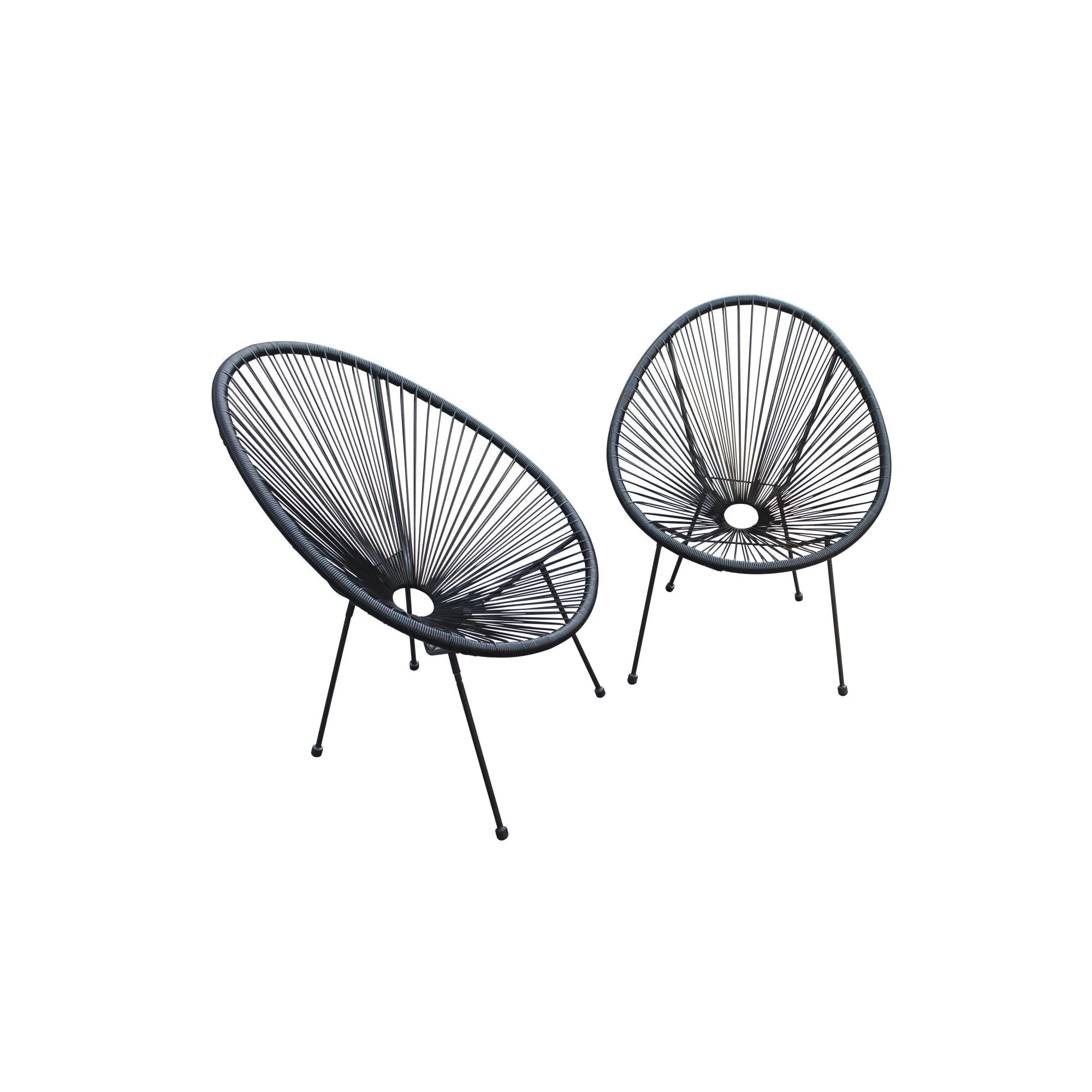 Black Mod Indoor Outdoor String Chairs Set Of 2 By Homeroots - Image 3