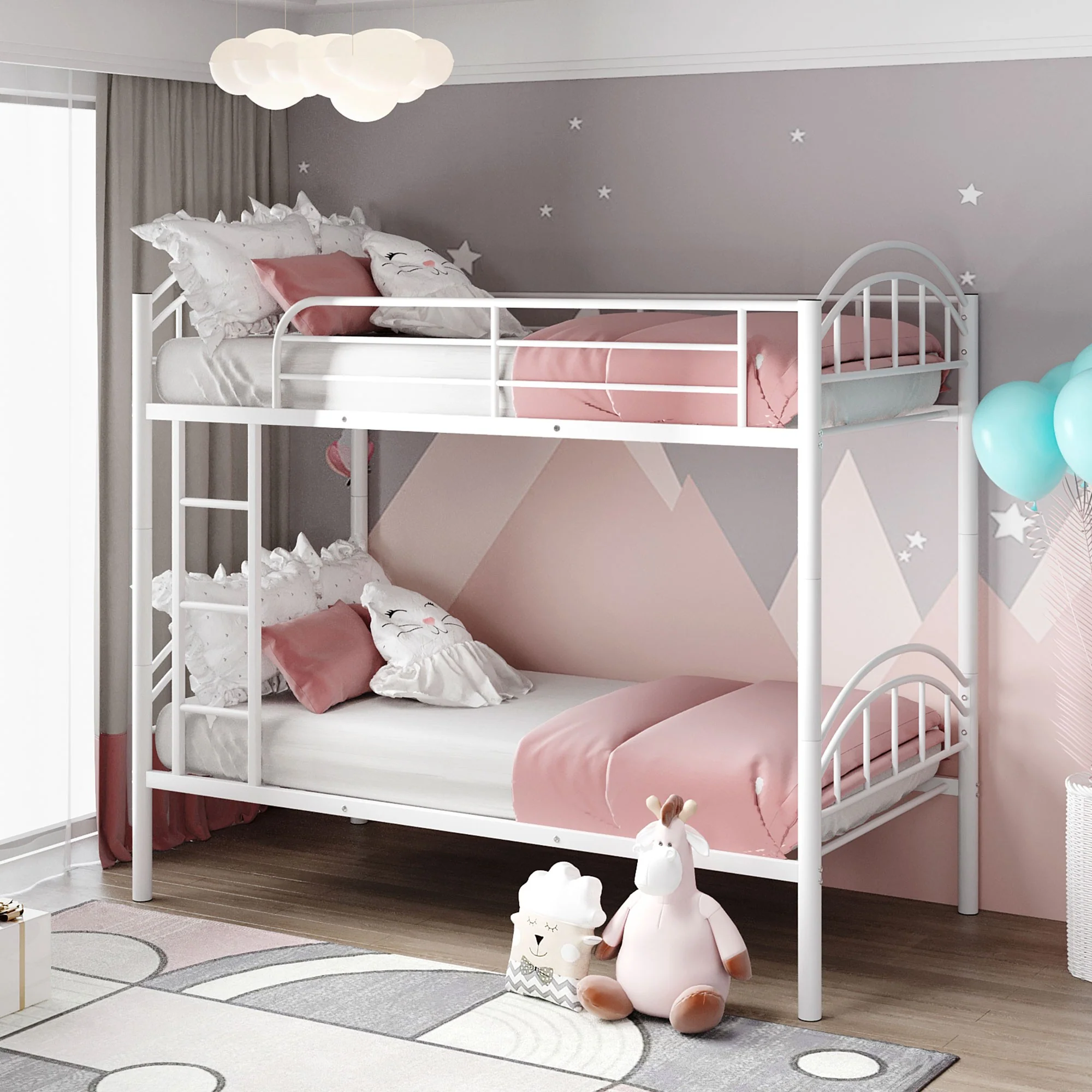 Black Modern Classic Twin Over Twin Metal Bunk Bed By Homeroots - Image 10