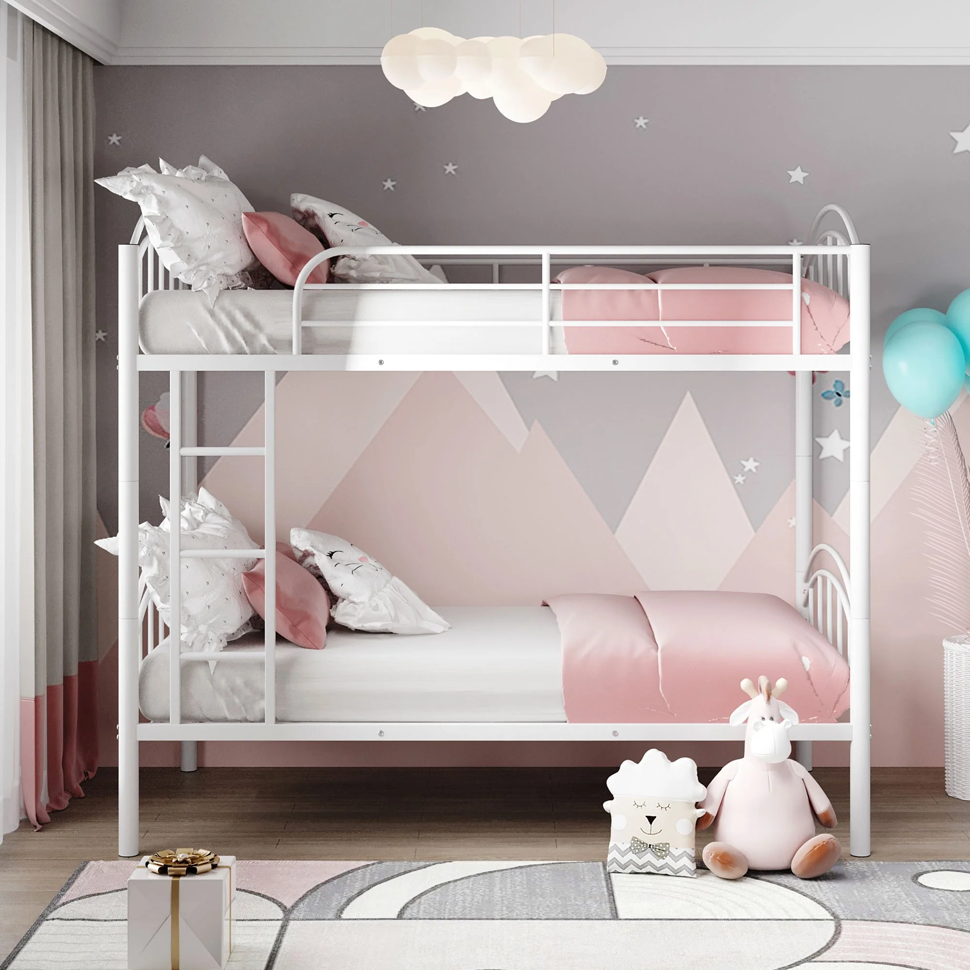 Black Modern Classic Twin Over Twin Metal Bunk Bed By Homeroots - Image 11
