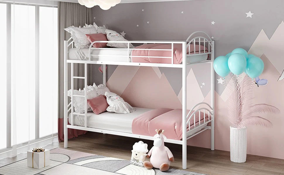 Black Modern Classic Twin Over Twin Metal Bunk Bed By Homeroots - Image 13
