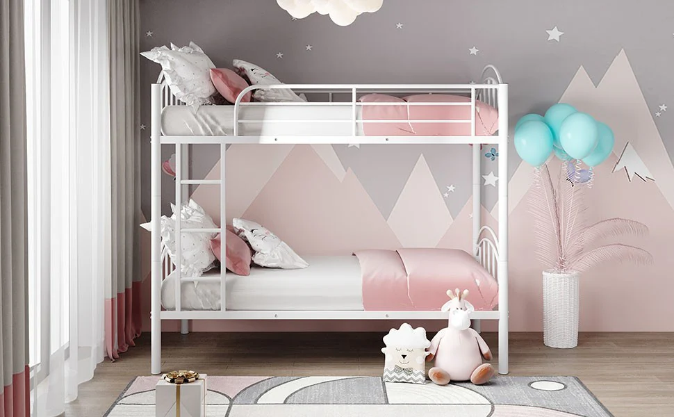 Black Modern Classic Twin Over Twin Metal Bunk Bed By Homeroots - Image 14