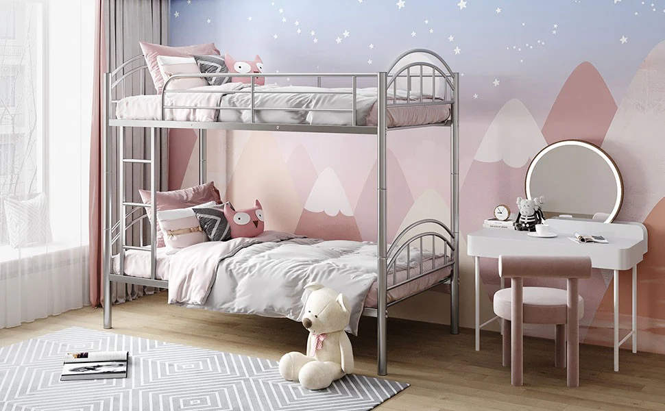 Black Modern Classic Twin Over Twin Metal Bunk Bed By Homeroots - Image 24