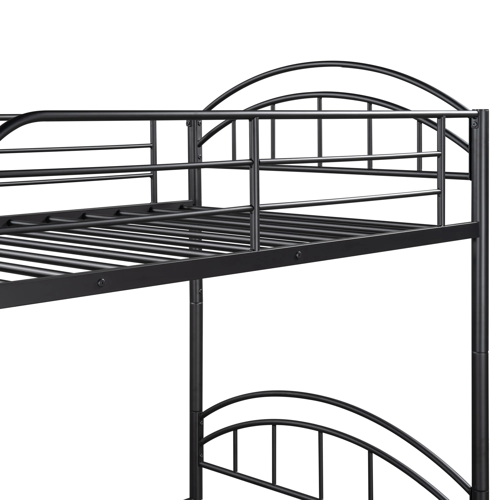 Black Modern Classic Twin Over Twin Metal Bunk Bed By Homeroots - Image 6