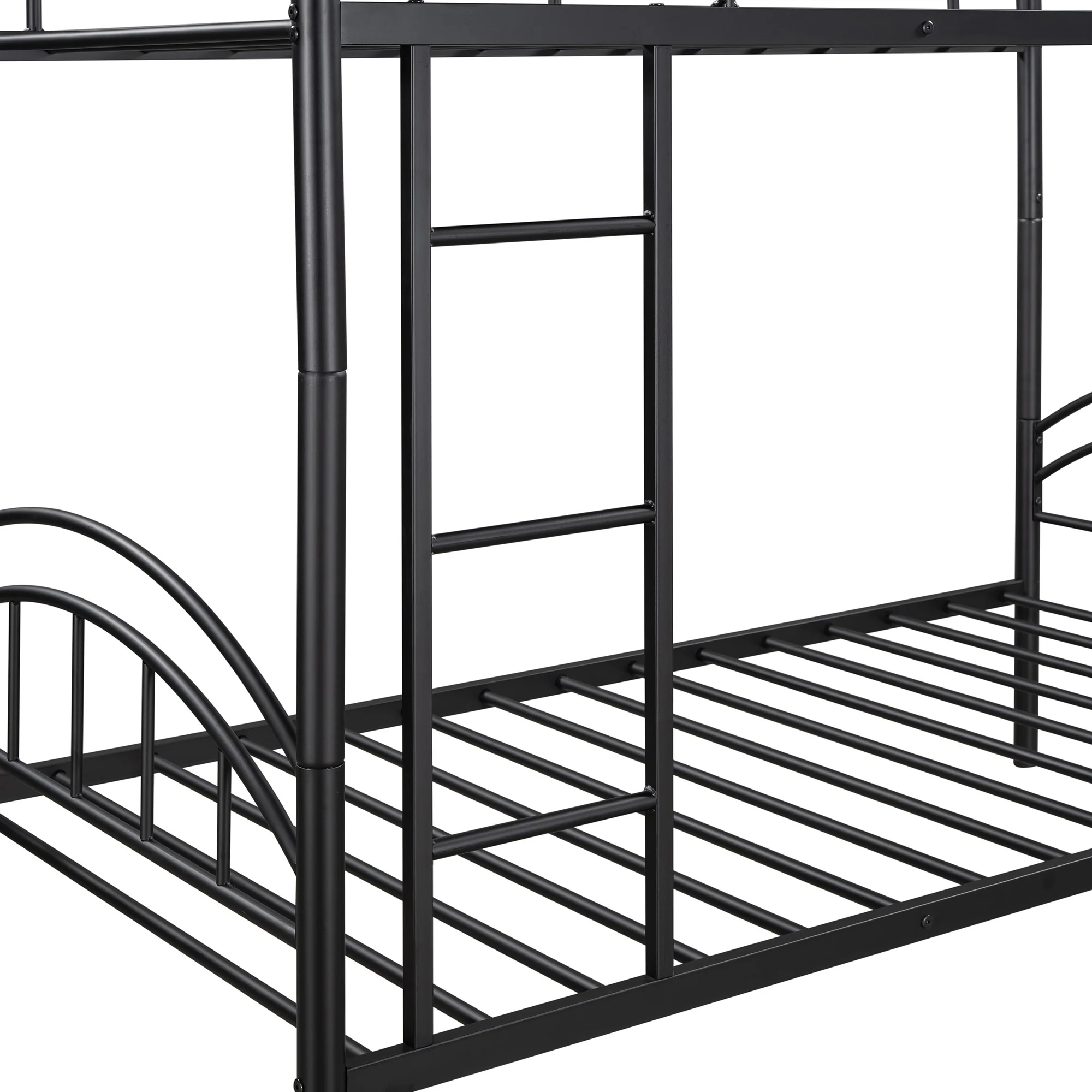 Black Modern Classic Twin Over Twin Metal Bunk Bed By Homeroots - Image 9