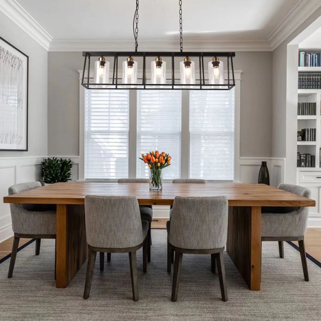 Black Modern Farmhouse Five Light Hanging Chandelier By Homeroots- do not publish - Image 5