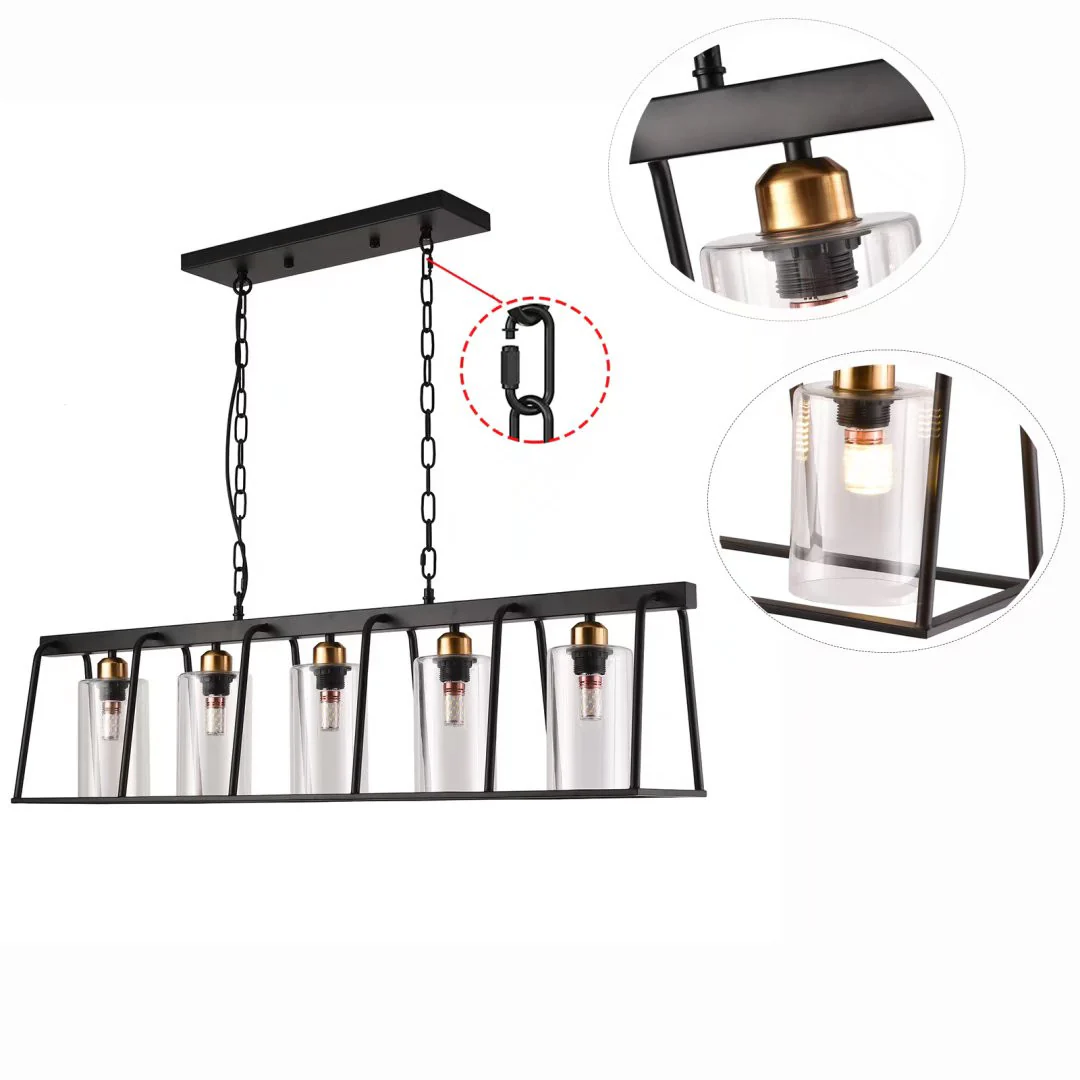 Black Modern Farmhouse Five Light Hanging Chandelier By Homeroots- do not publish - Image 6