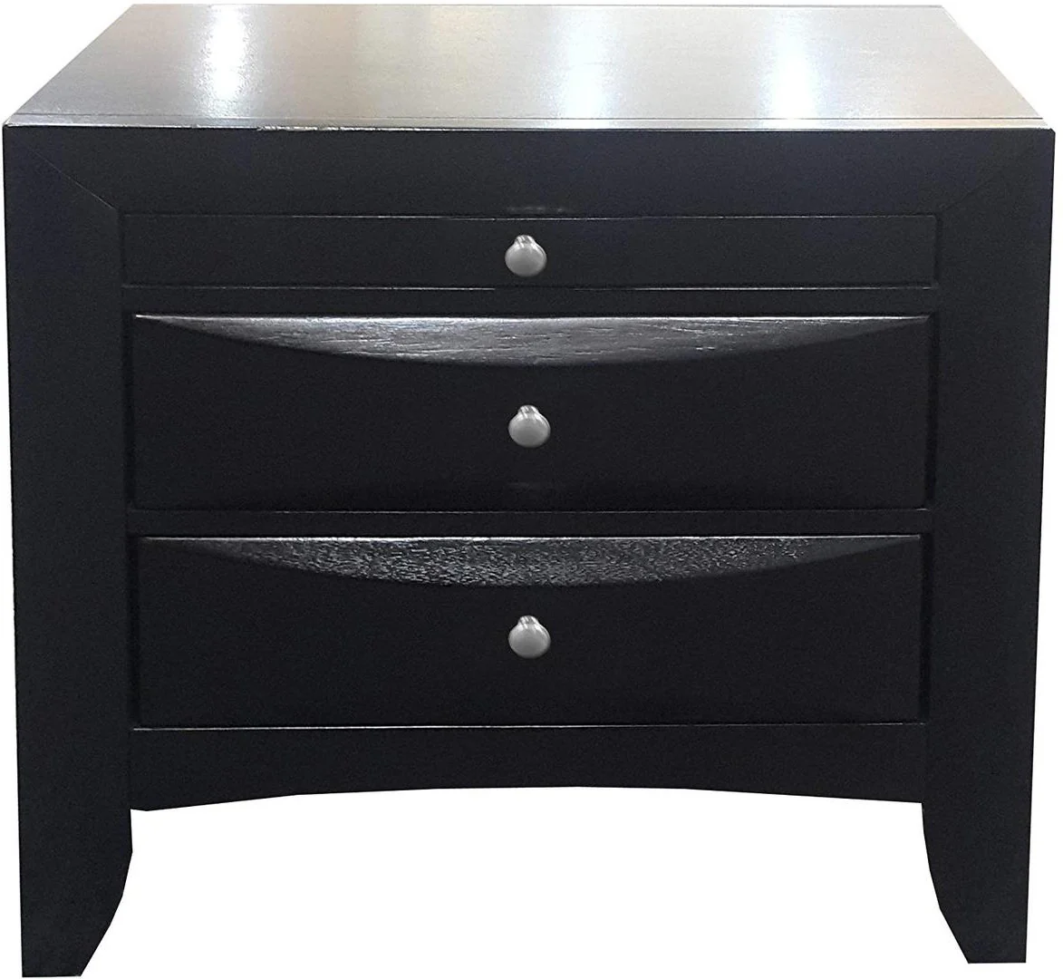 Black Modern Nightstand By Homeroots - Image 2