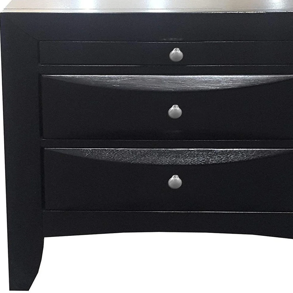 Black Modern Nightstand By Homeroots - Image 3
