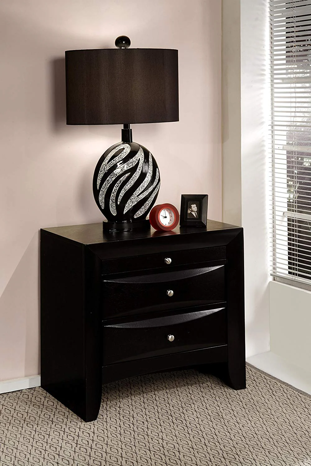 Black Modern Nightstand By Homeroots - Image 4