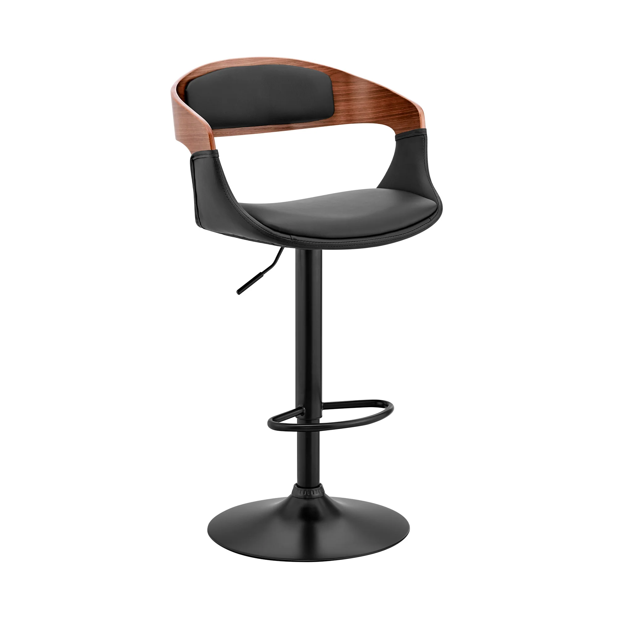Black Modern Upholstered & Black Base Bar Stool By Homeroots - Image 2