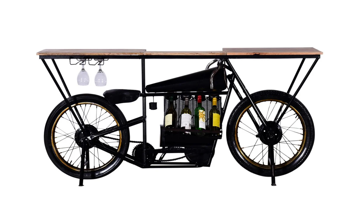 Black Motorcycle Wine Bar By Homeroots - Image 2